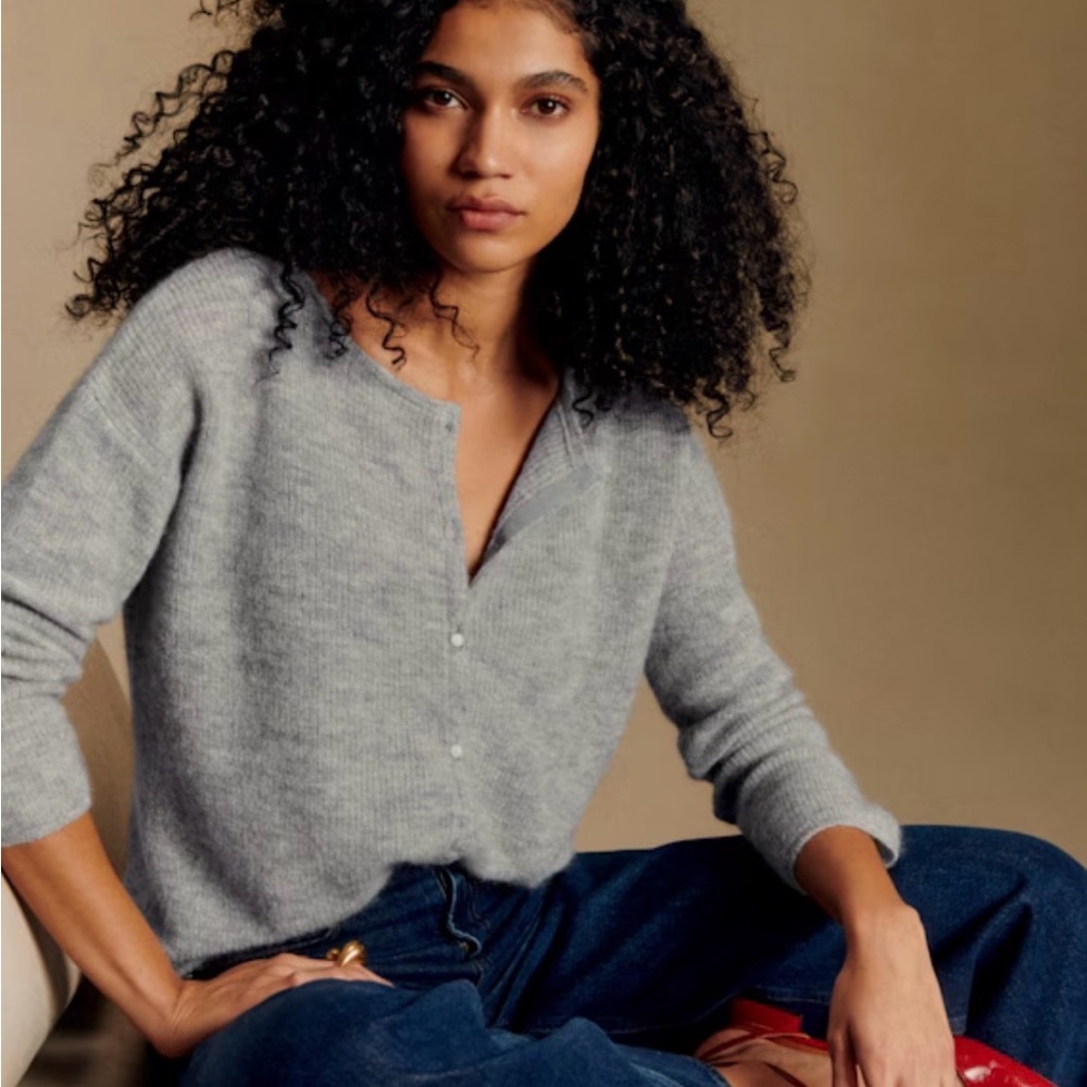 Sezane Light Gray Knit Cardigan